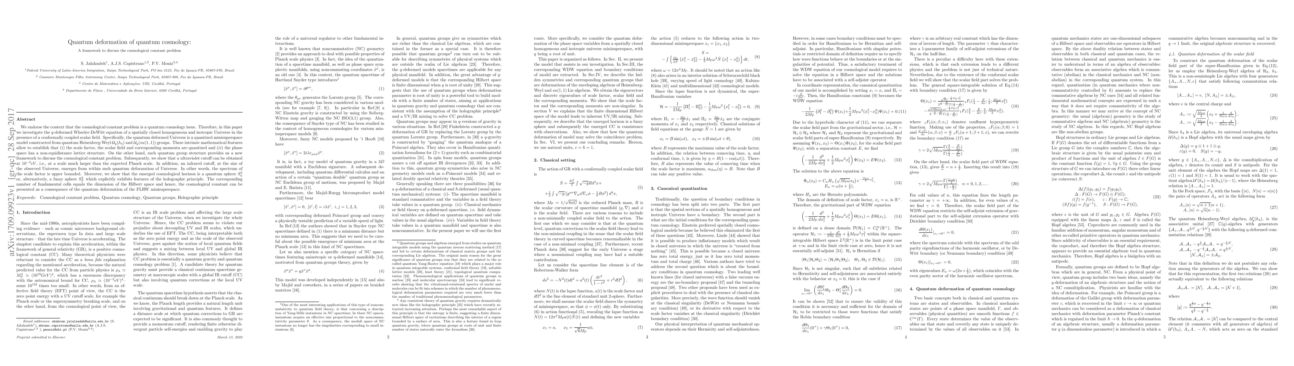 Thumbnail for Quantum deformation of quantum cosmology: A framework to discuss the
  cosmological constant problem
