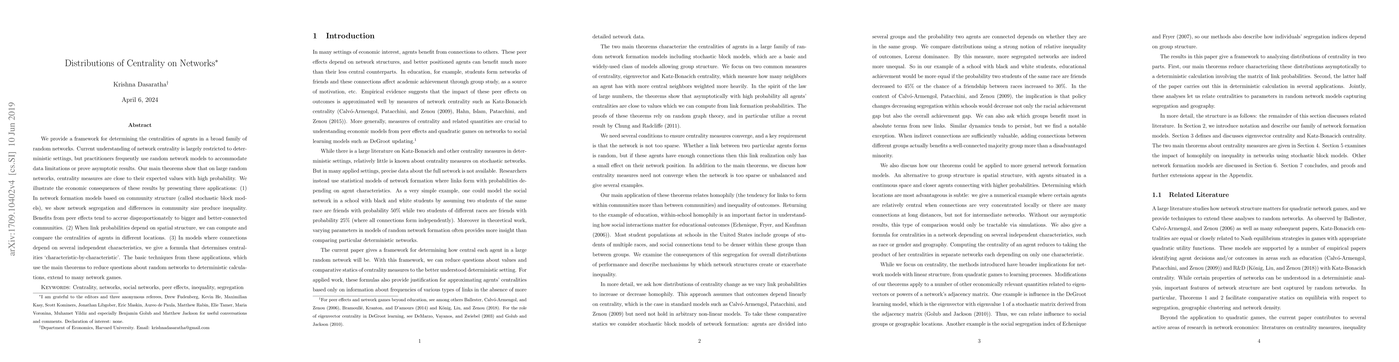 Thumbnail for Distributions of Centrality on Networks