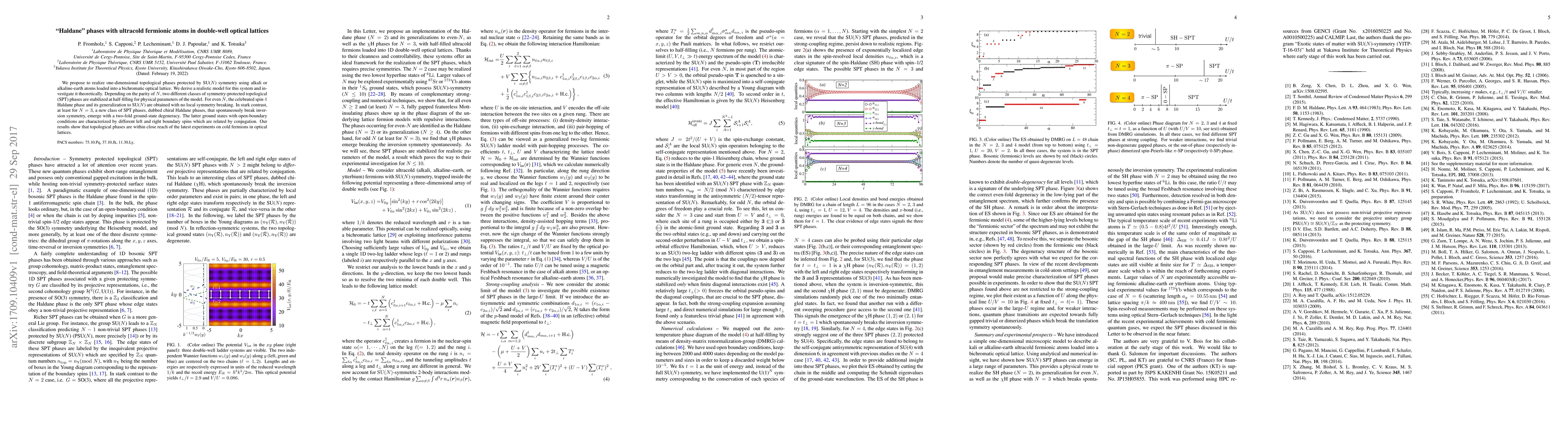 Thumbnail for "Haldane" phases with ultracold fermionic atoms in double-well optical
  lattices