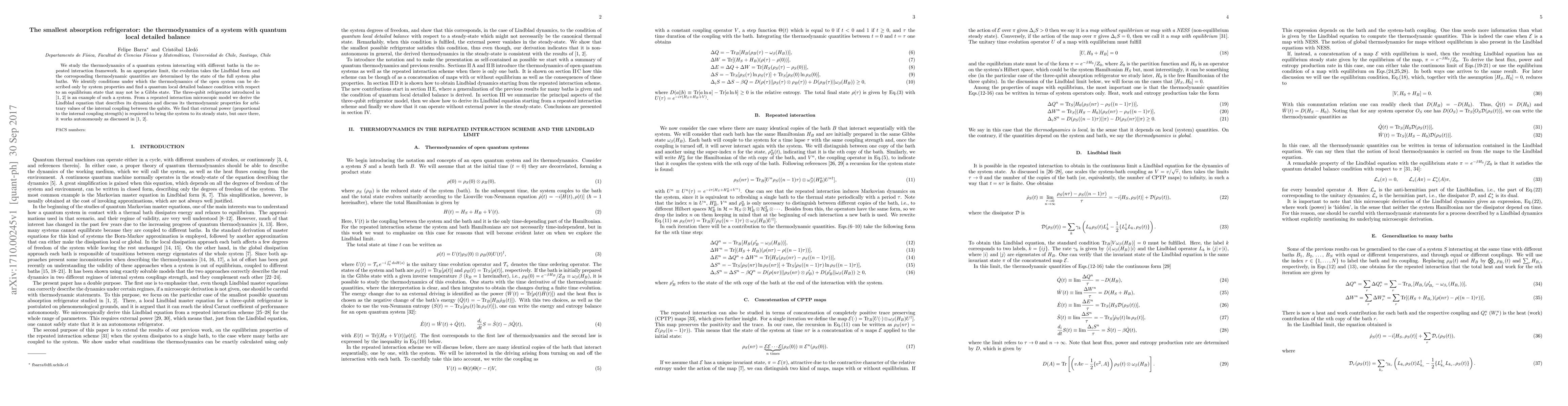 Thumbnail for The smallest absorption refrigerator: the thermodynamics of a system
  with quantum local detailed balance