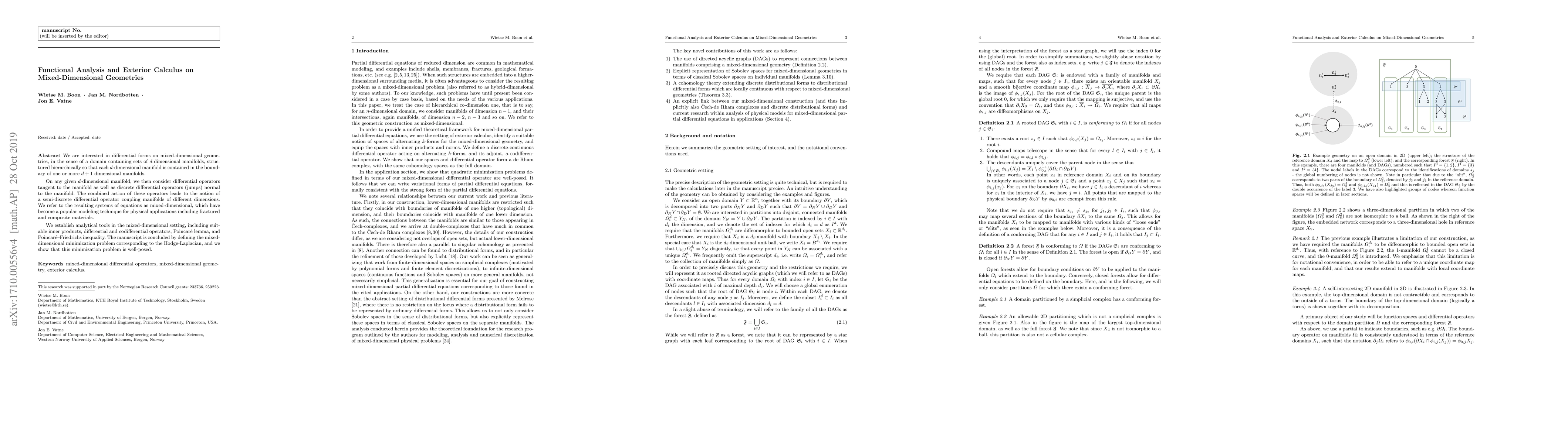 Thumbnail for Functional Analysis and Exterior Calculus on Mixed-Dimensional
  Geometries