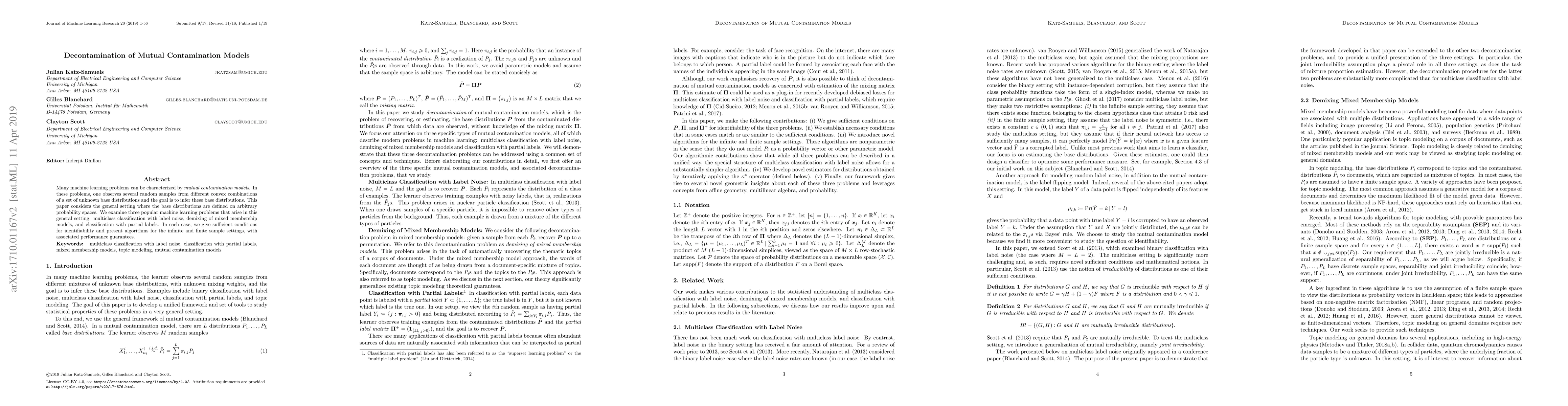Thumbnail for Decontamination of Mutual Contamination Models