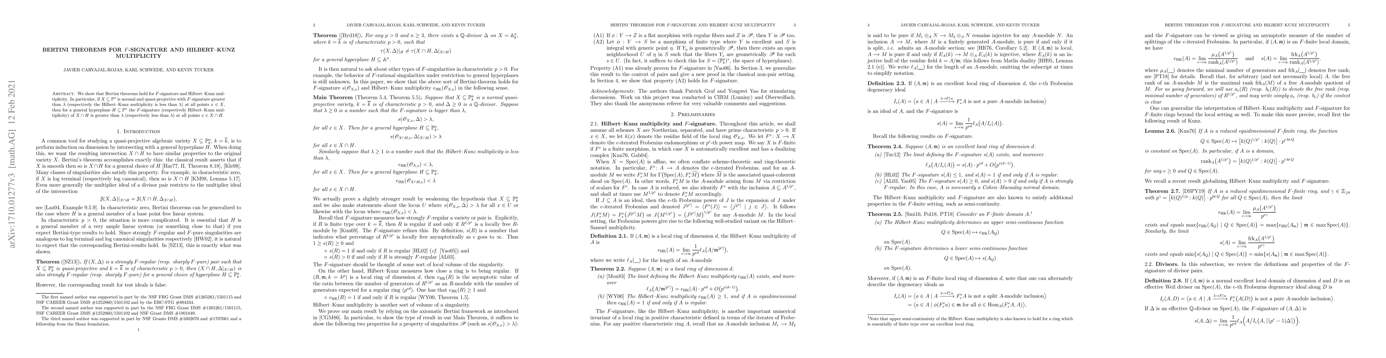 Thumbnail for Bertini Theorems for $F$-signature and Hilbert-Kunz multiplicity