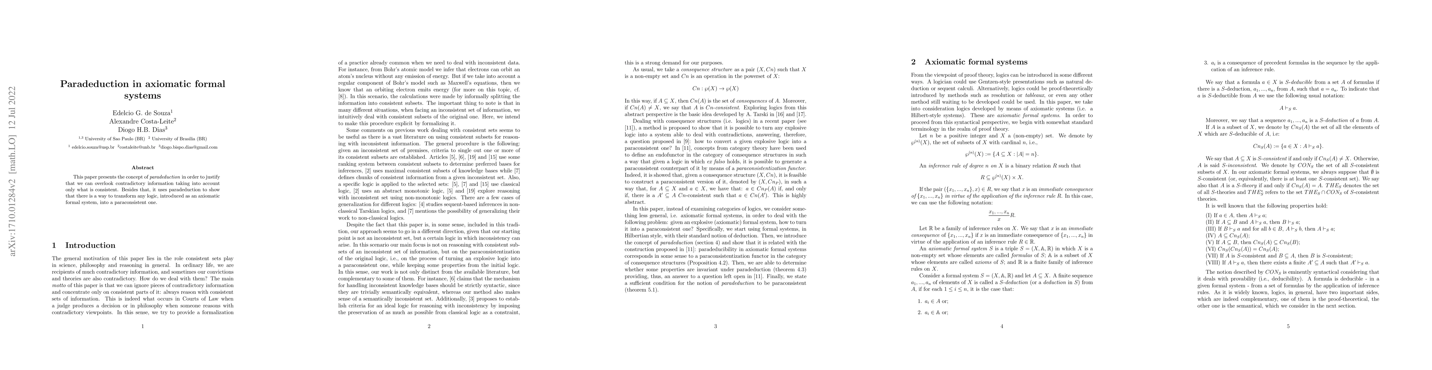 Thumbnail for Paradeduction in Axiomatic Formal Systems