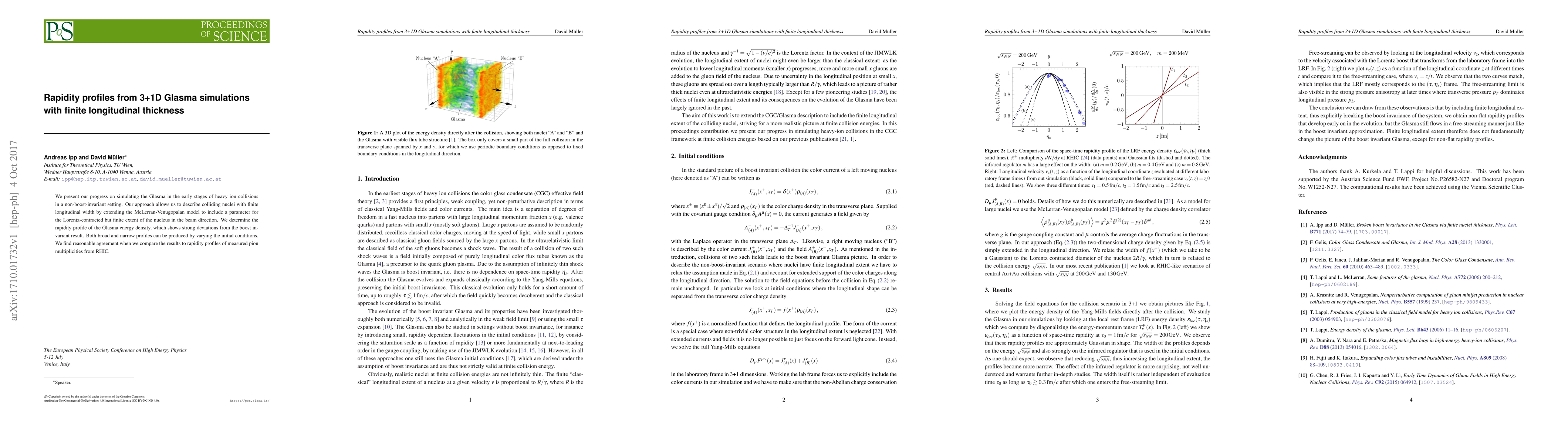 Thumbnail for Rapidity profiles from 3+1D Glasma simulations with finite longitudinal
  thickness