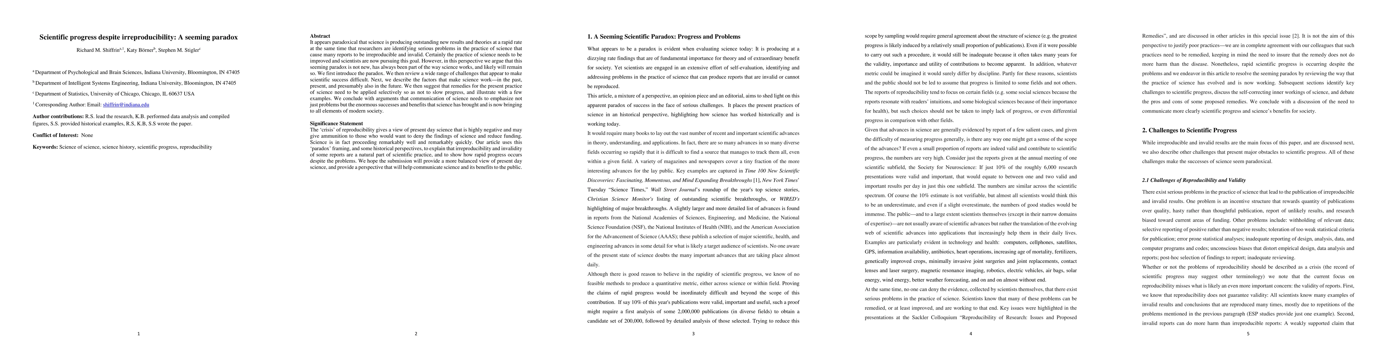 Thumbnail for Scientific progress despite irreproducibility: A seeming paradox