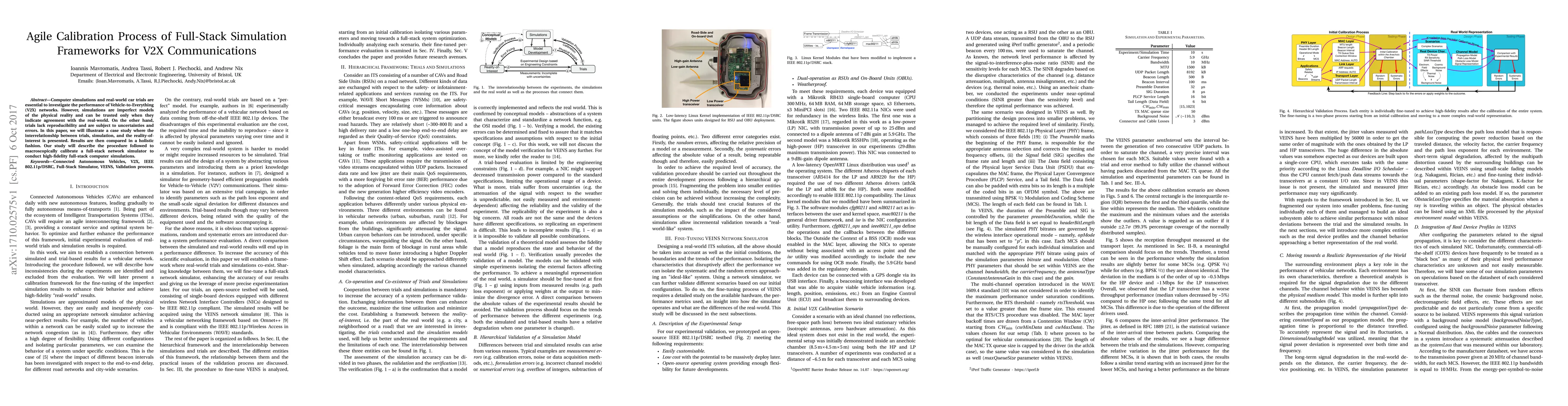 Thumbnail for Agile Calibration Process of Full-Stack Simulation Frameworks for V2X
  Communications