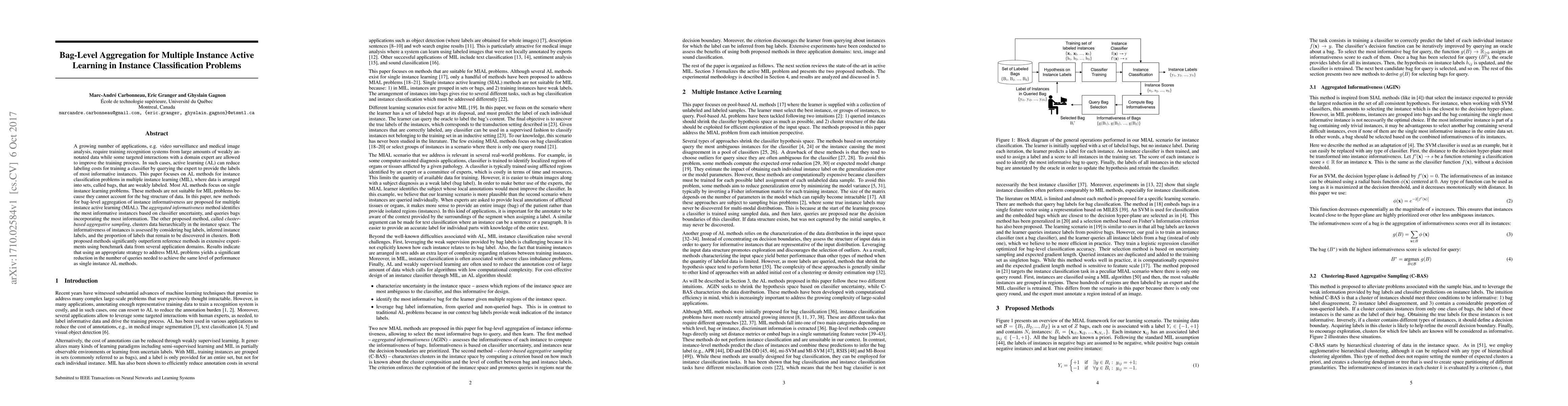 Thumbnail for Bag-Level Aggregation for Multiple Instance Active Learning in Instance
  Classification Problems