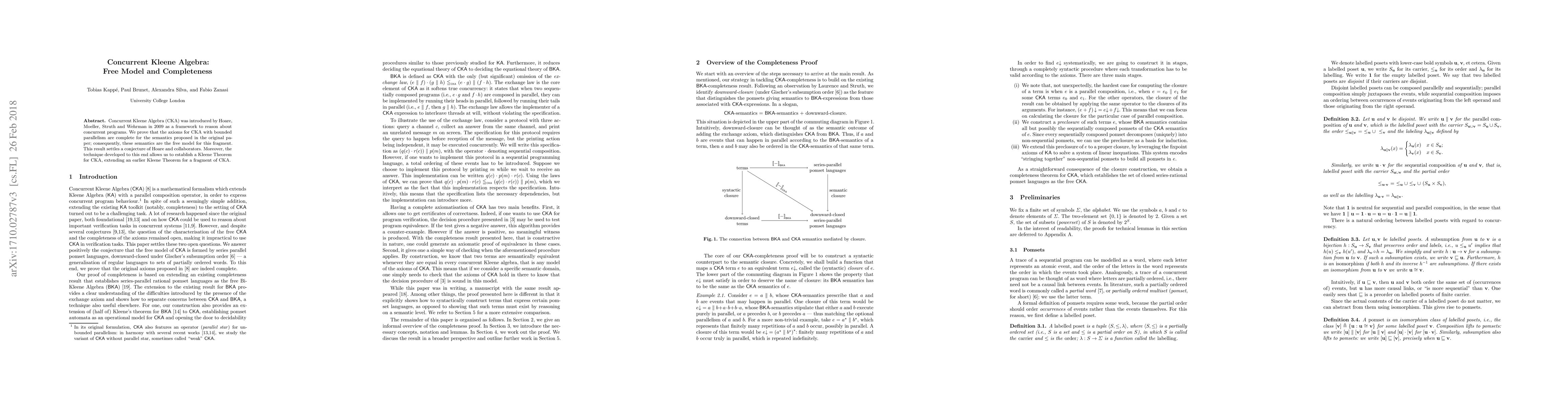 Thumbnail for Concurrent Kleene Algebra: Free Model and Completeness
