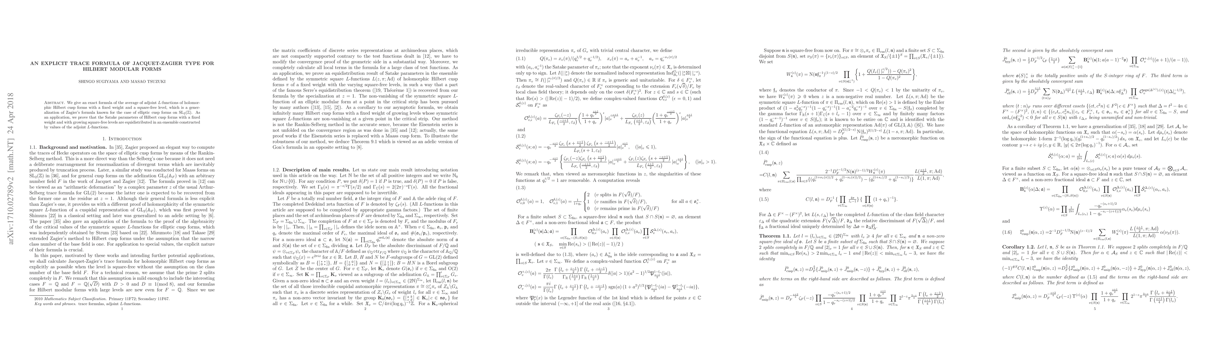 Thumbnail for An explicit trace formula of Jacquet-Zagier type for Hilbert modular
  forms