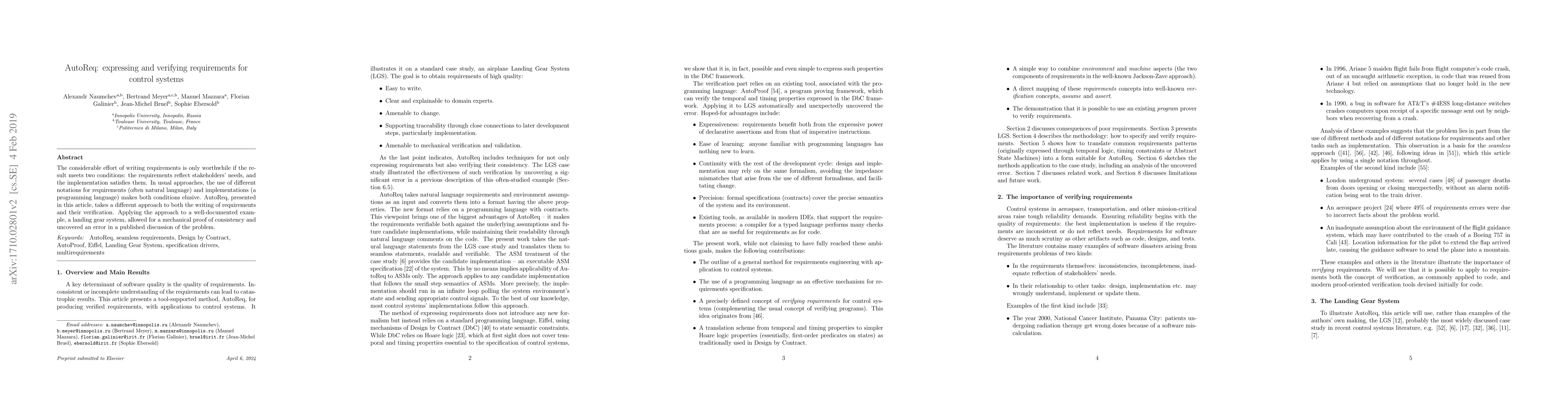 Thumbnail for AutoReq: expressing and verifying requirements for control systems