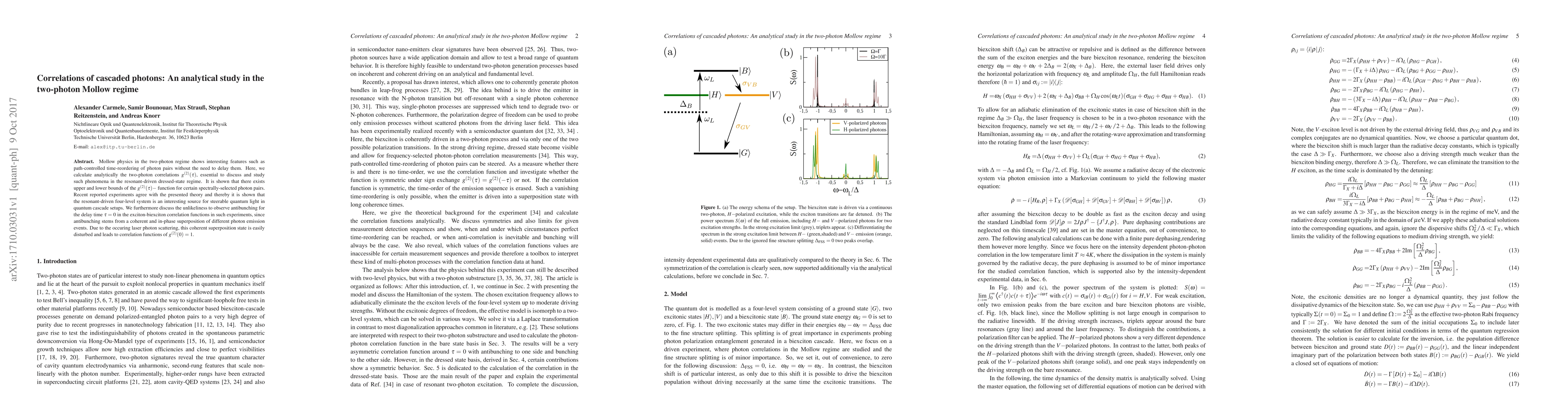 Thumbnail for Correlations of cascaded photons: An analytical study in the two-photon
  Mollow regime