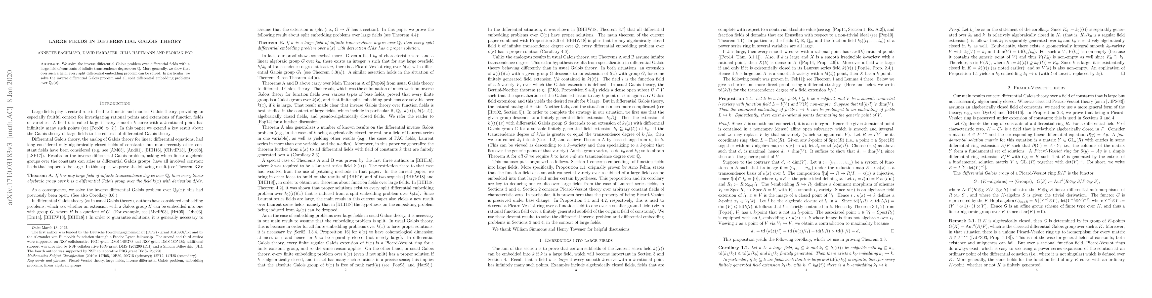 Thumbnail for Large Fields in Differential Galois Theory