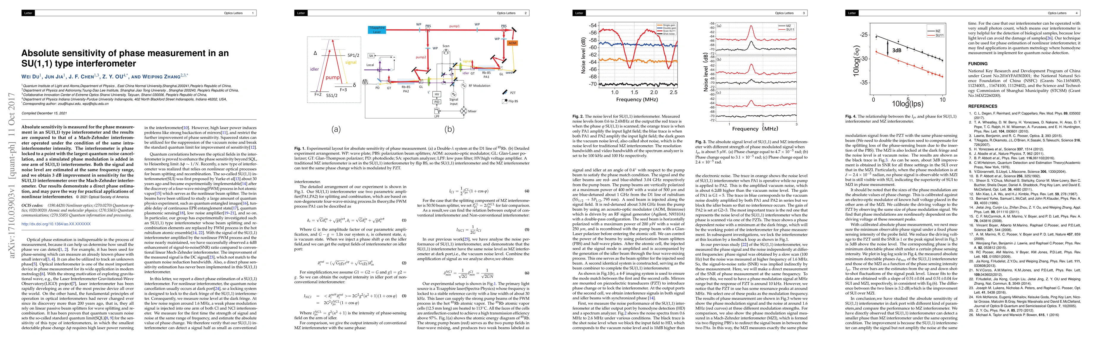 Thumbnail for Absolute sensitivity of phase measurement in an SU(1,1) type
  interferometer