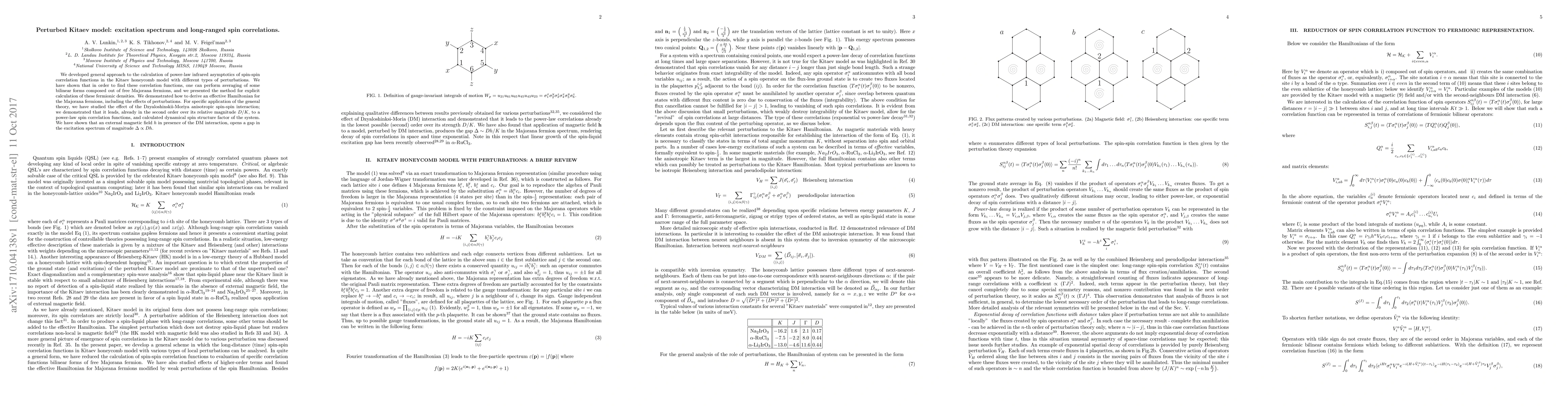 Thumbnail for Perturbed Kitaev model: excitation spectrum and long-ranged spin
  correlations