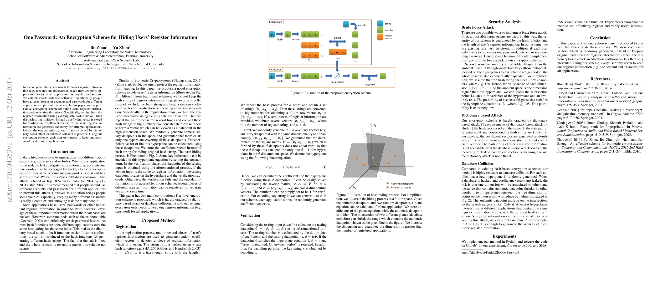 Thumbnail for One Password: An Encryption Scheme for Hiding Users' Register
  Information