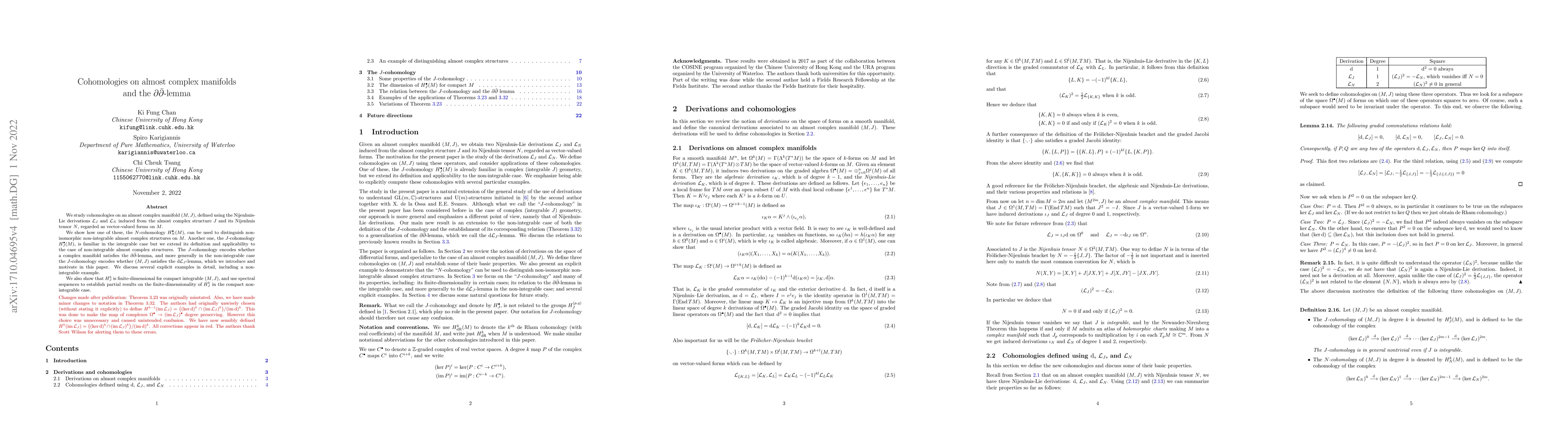 Thumbnail for Cohomologies on almost complex manifolds and the $\partial
  \bar{\partial}$-lemma