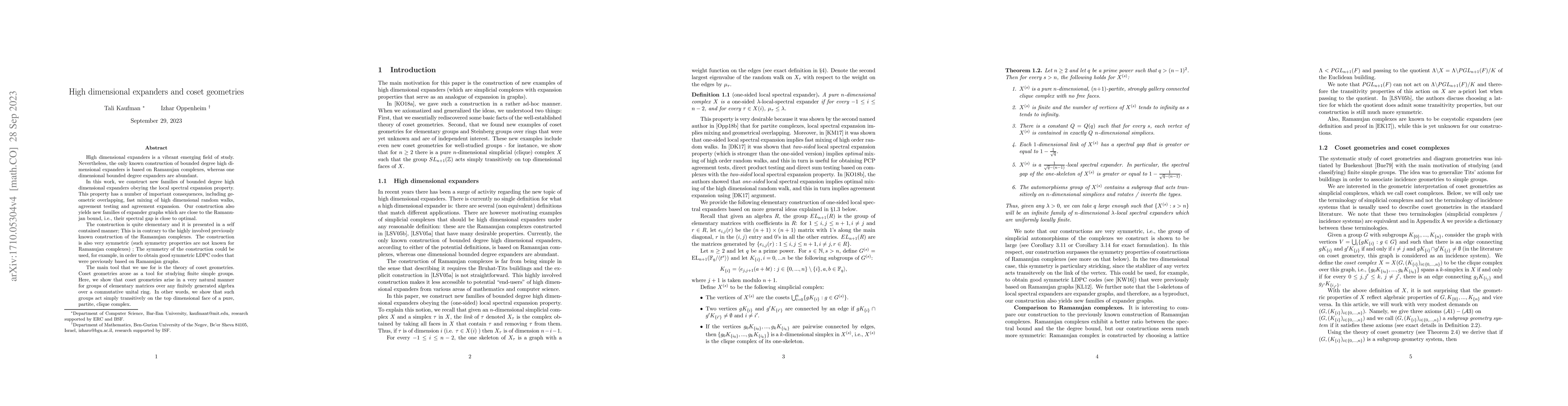Thumbnail for High dimensional expanders and coset geometries
