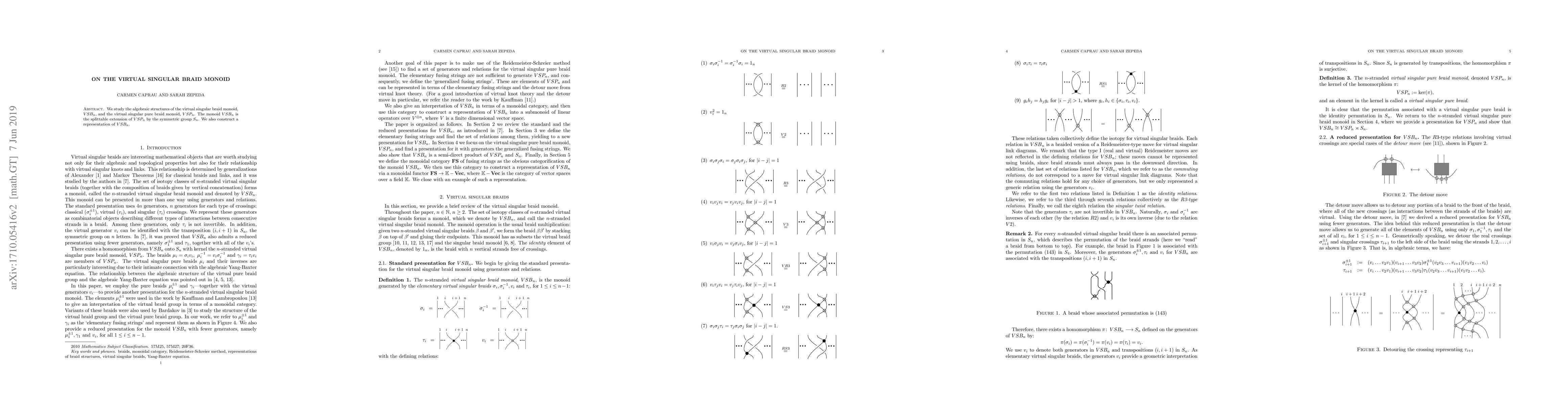 Thumbnail for On the virtual singular braid monoid