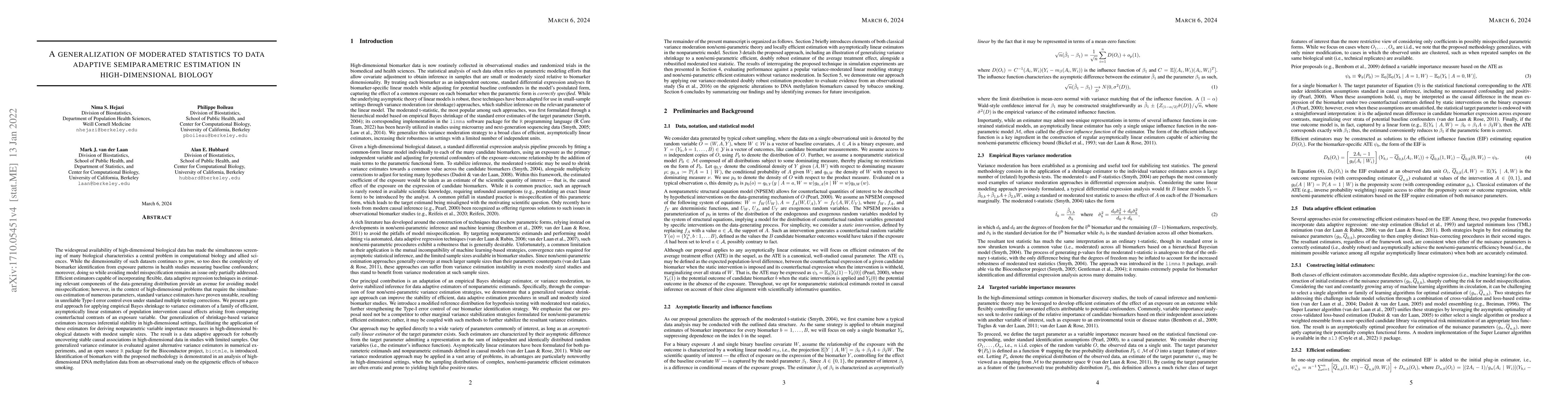 Thumbnail for A generalization of moderated statistics to data adaptive semiparametric
  estimation in high-dimensional biology