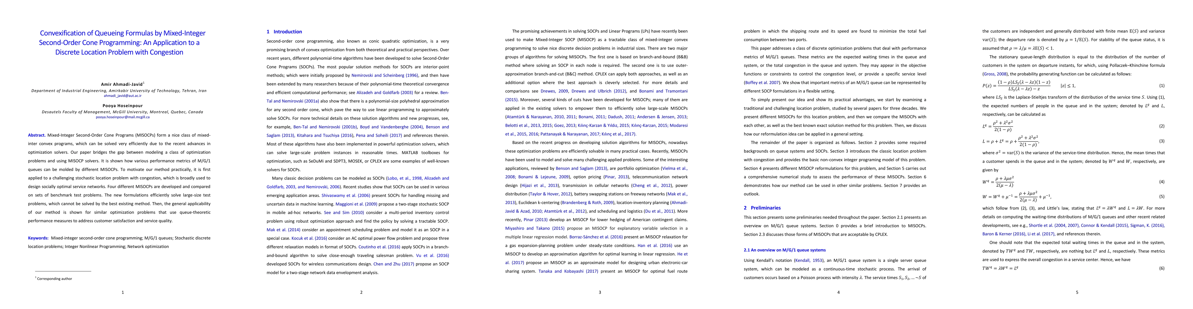 Thumbnail for Convexification of Queueing Formulas by Mixed-Integer Second-Order Cone
  Programming: An Application to a Discrete Location Problem with Congestion