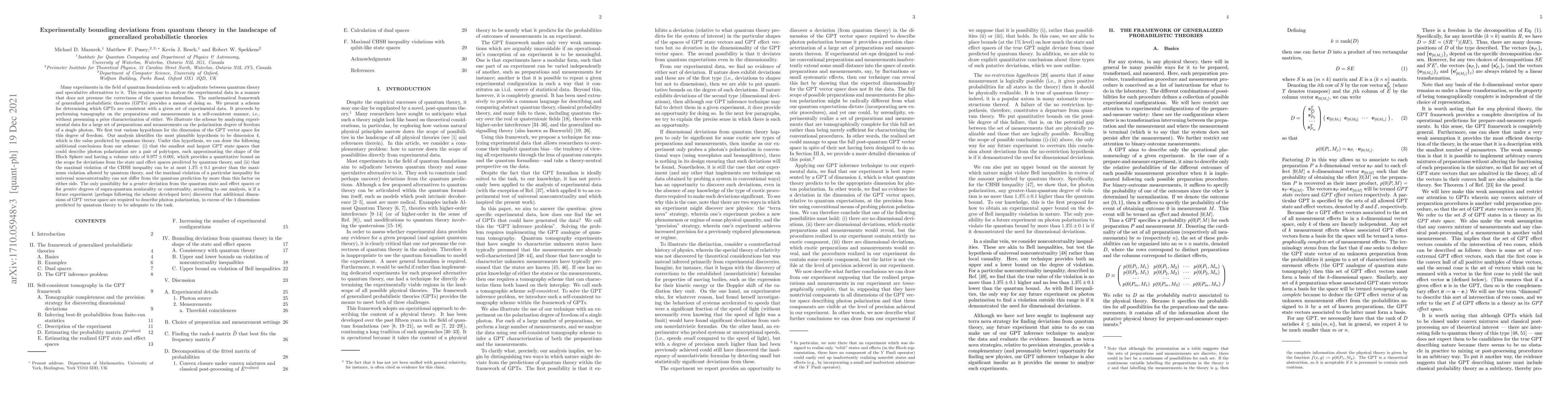 Thumbnail for Experimentally bounding deviations from quantum theory in the landscape
  of generalized probabilistic theories