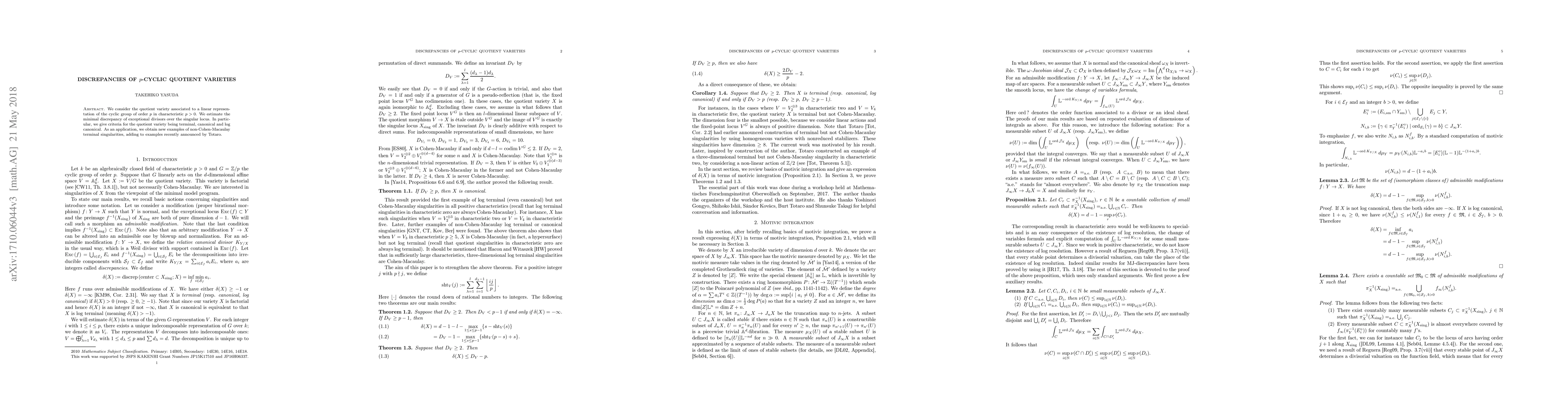 Thumbnail for Discrepancies of $p$-cyclic quotient varieties