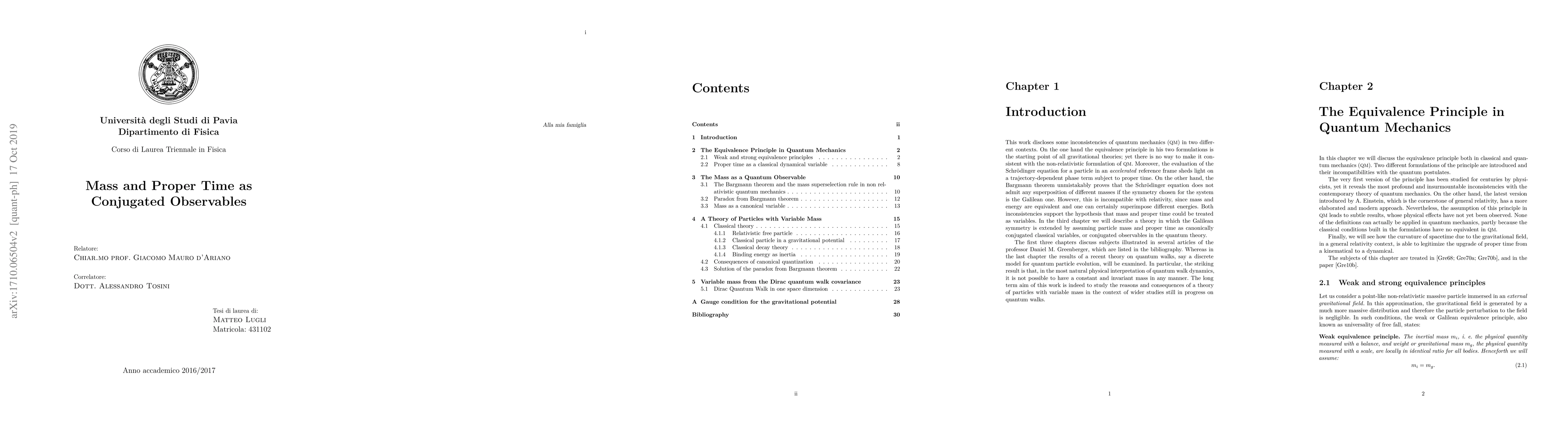 Thumbnail for Mass and Proper Time as Conjugated Observables