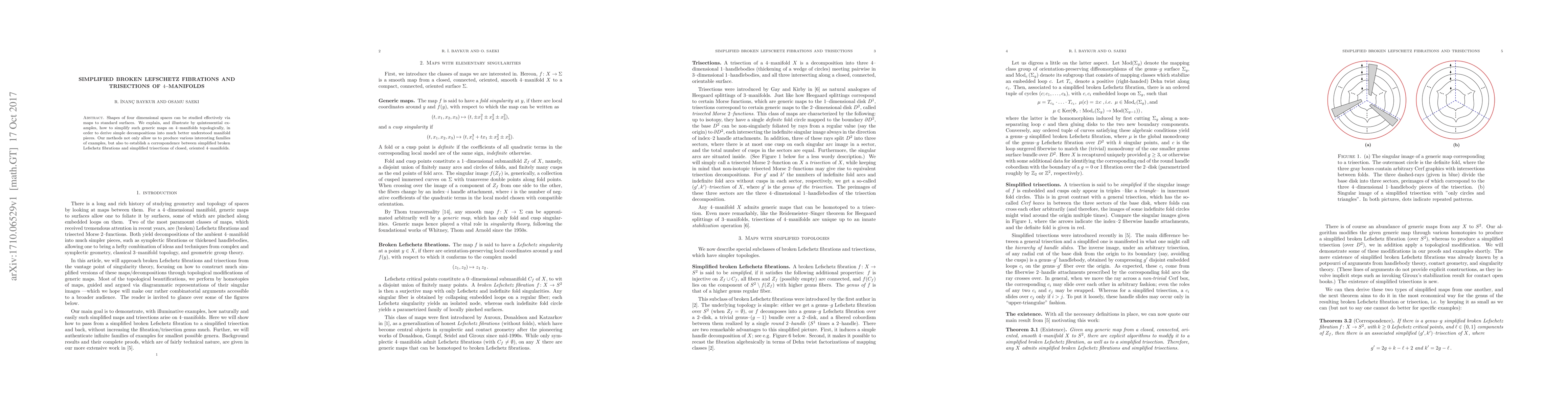 Thumbnail for Simplified broken Lefschetz fibrations and trisections of 4-manifolds