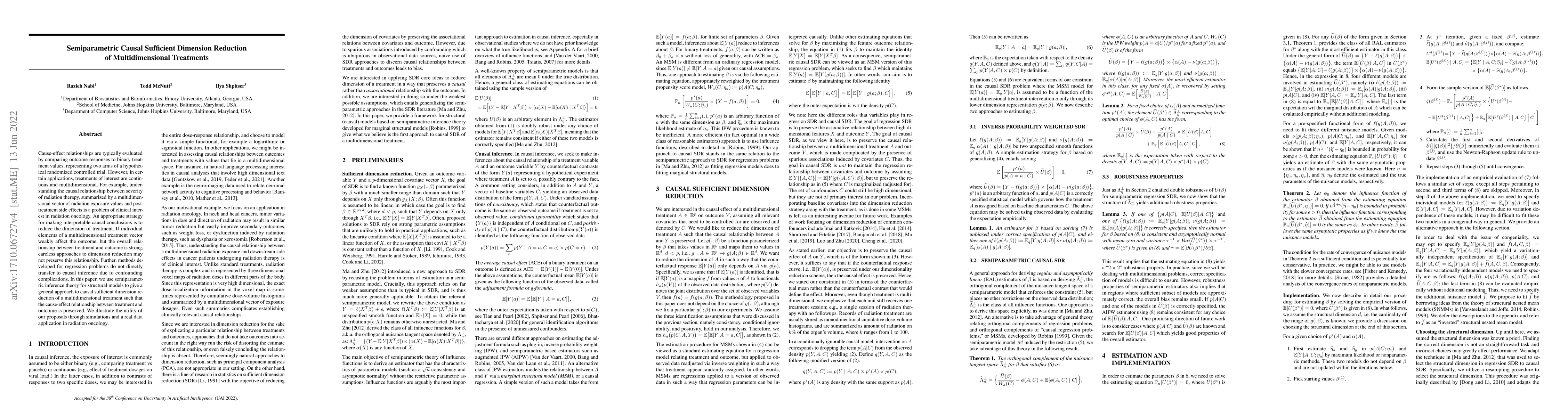 Thumbnail for Semiparametric Causal Sufficient Dimension Reduction Of Multidimensional
  Treatments