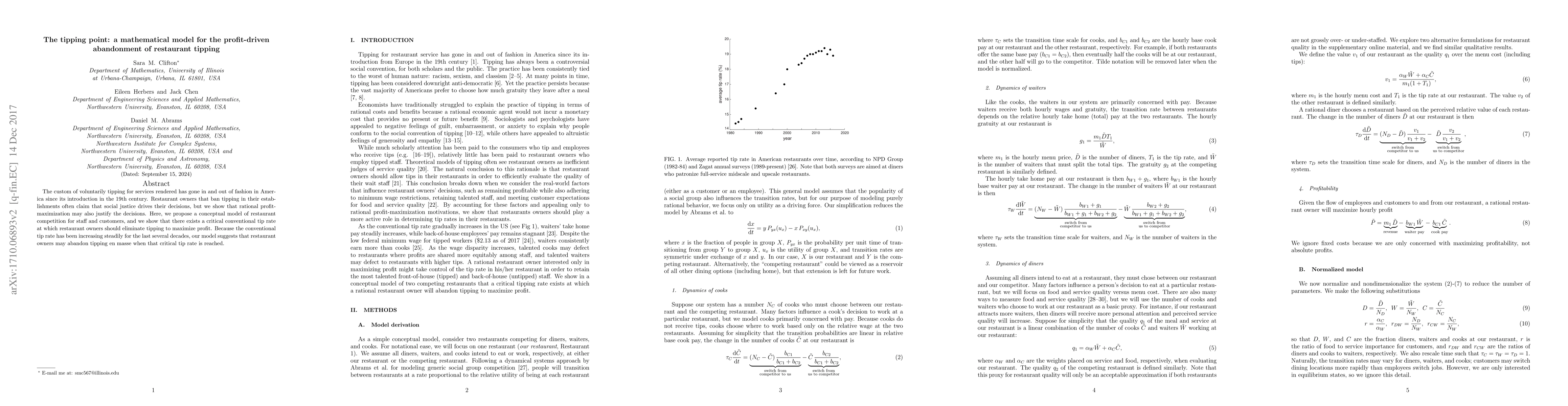 Thumbnail for The tipping point: a mathematical model for the profit-driven
  abandonment of restaurant tipping