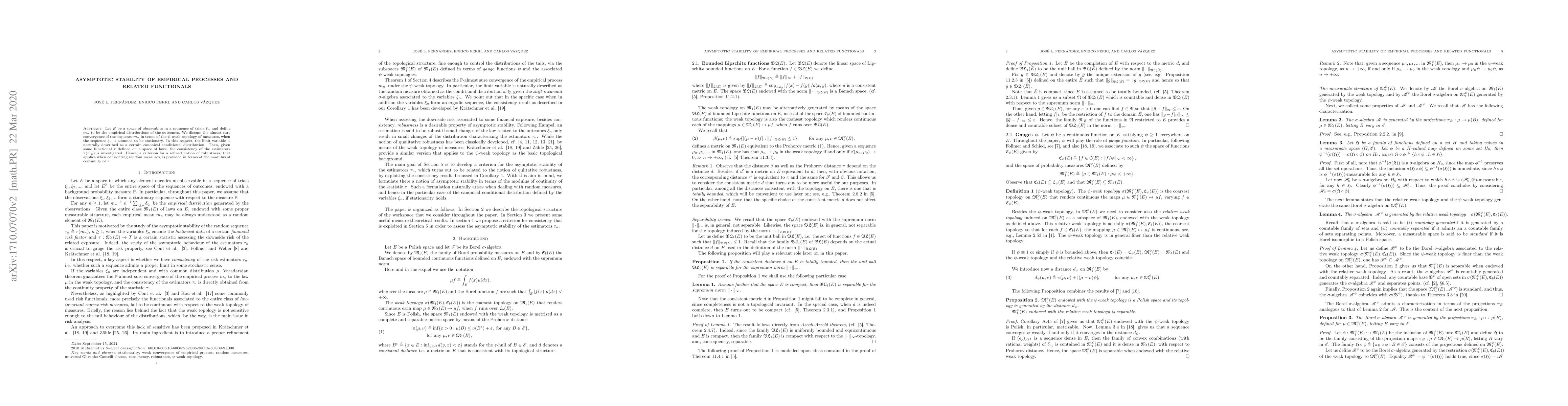 Thumbnail for Asymptotic Stability of Empirical Processes and Related Functionals