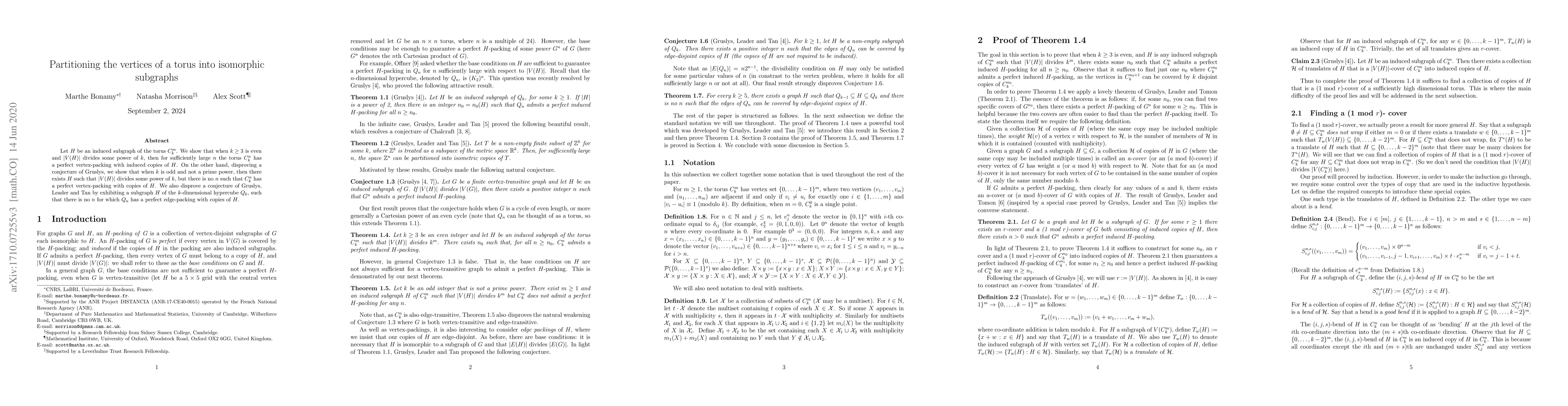 Thumbnail for Partitioning the vertices of a torus into isomorphic subgraphs