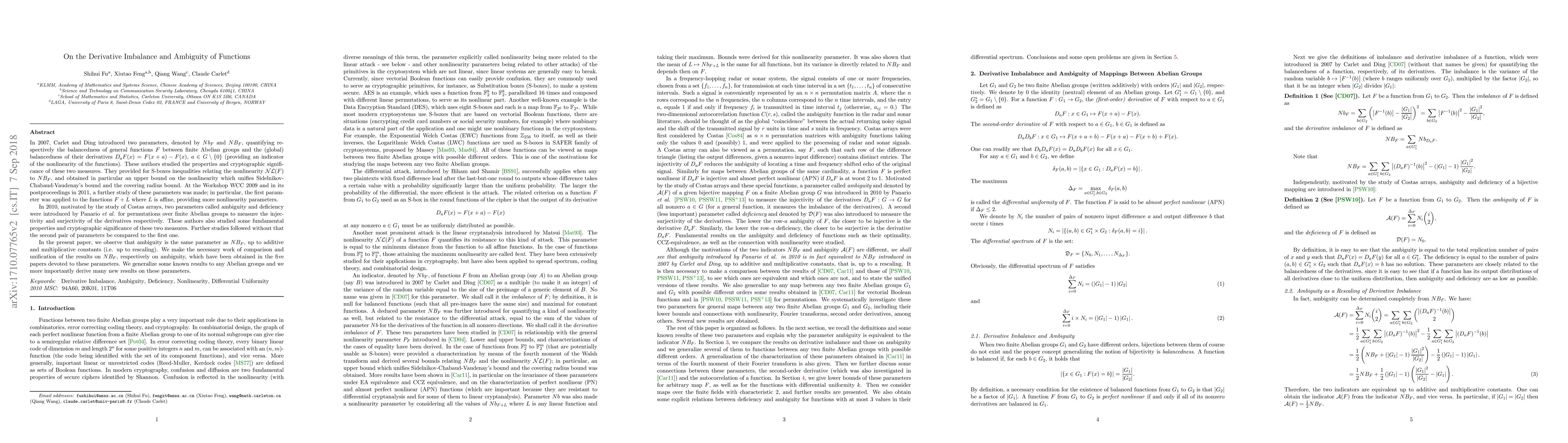 Thumbnail for On the Derivative Imbalance and Ambiguity of Functions