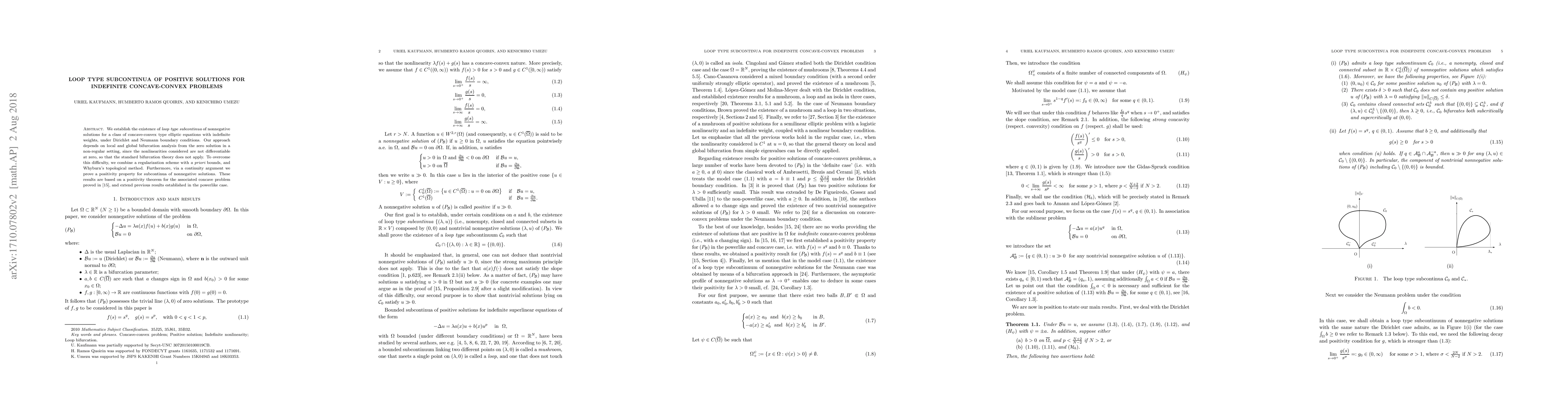 Thumbnail for Loop type subcontinua of positive solutions for indefinite
  concave-convex problems