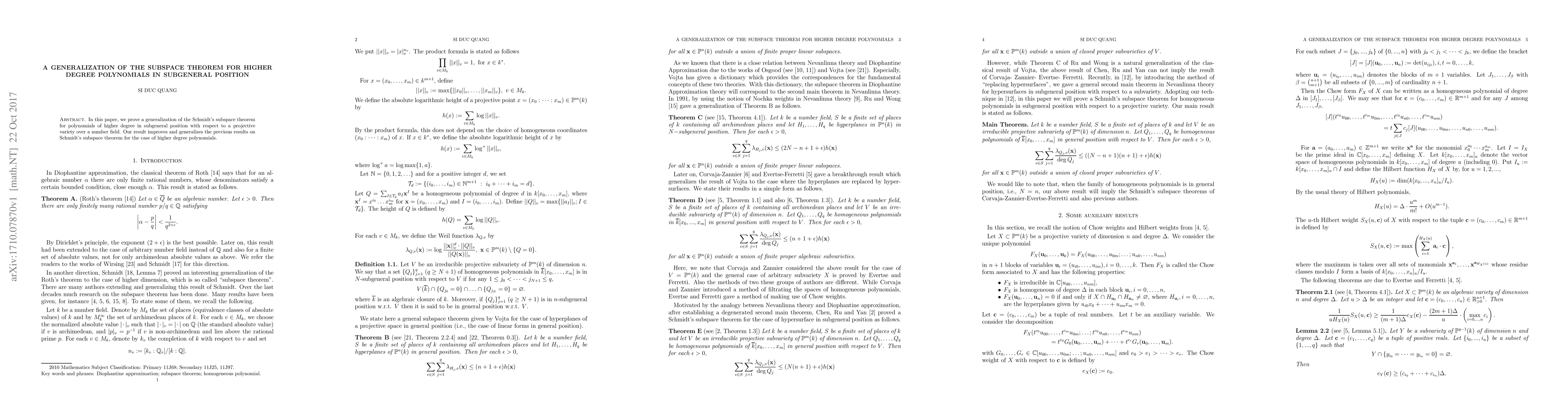 Thumbnail for A generalization of the subspace theorem for higher degree polynomials
  in subgeneral position