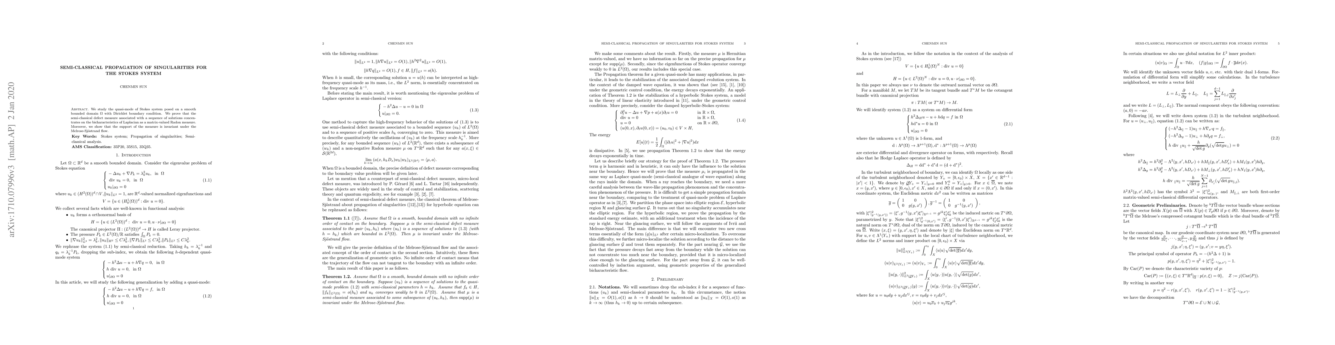 Thumbnail for Semi-classical propagation of singularity for Stokes system