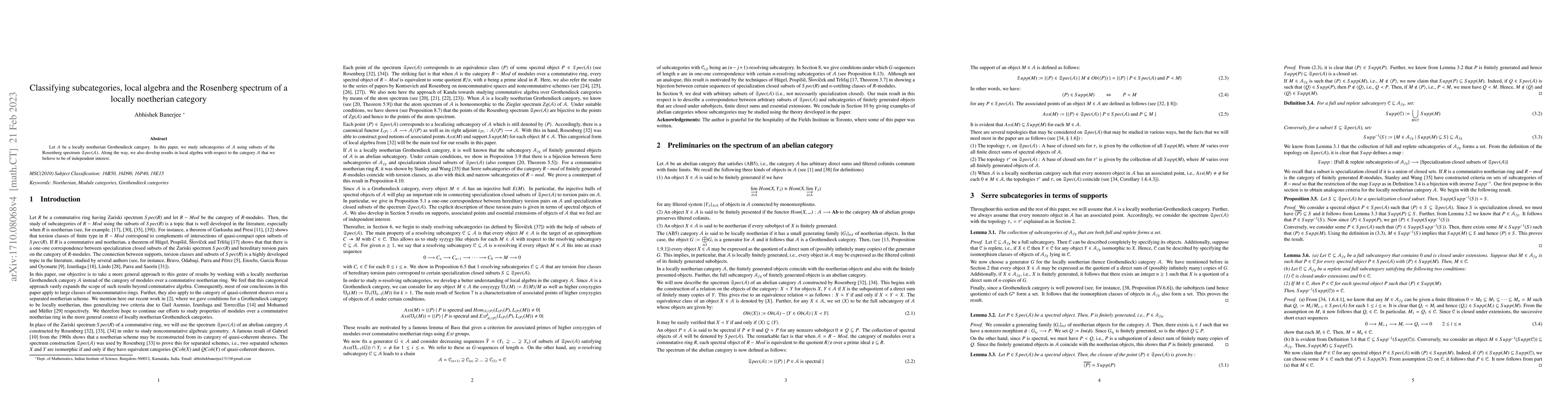 Thumbnail for Classifying subcategories, local algebra and the Rosenberg spectrum of a
  locally noetherian category