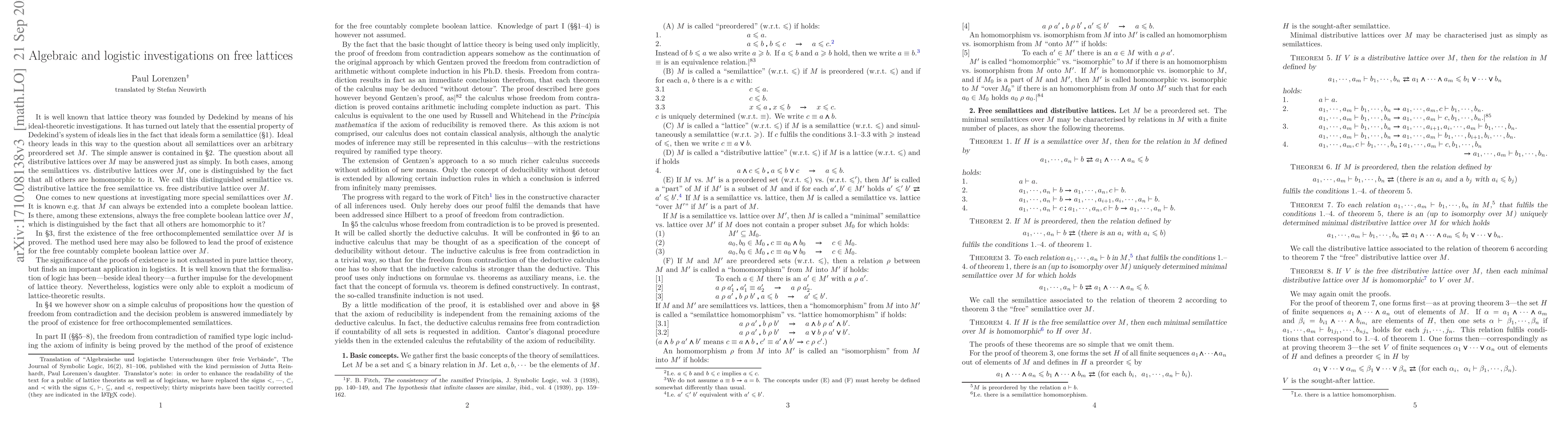 Thumbnail for Algebraic and logistic investigations on free lattices