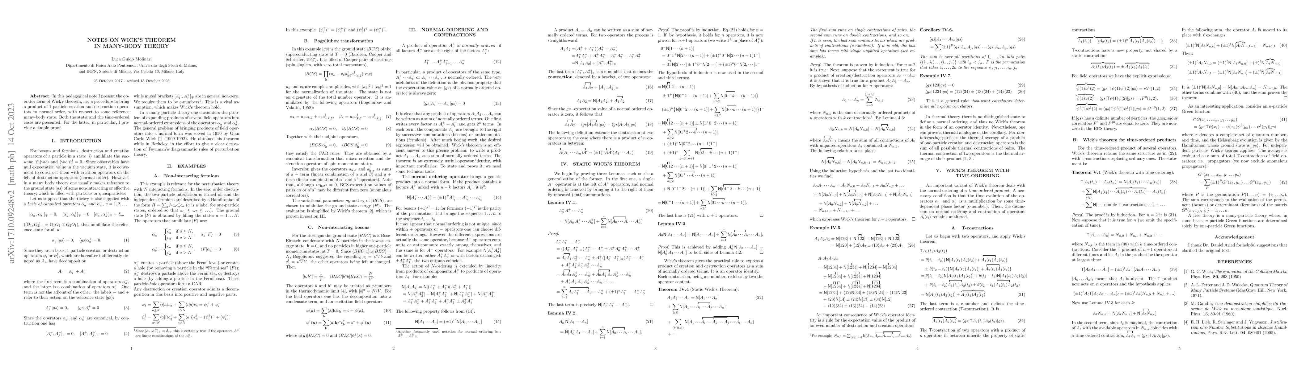Thumbnail for Notes on Wick's theorem in many-body theory