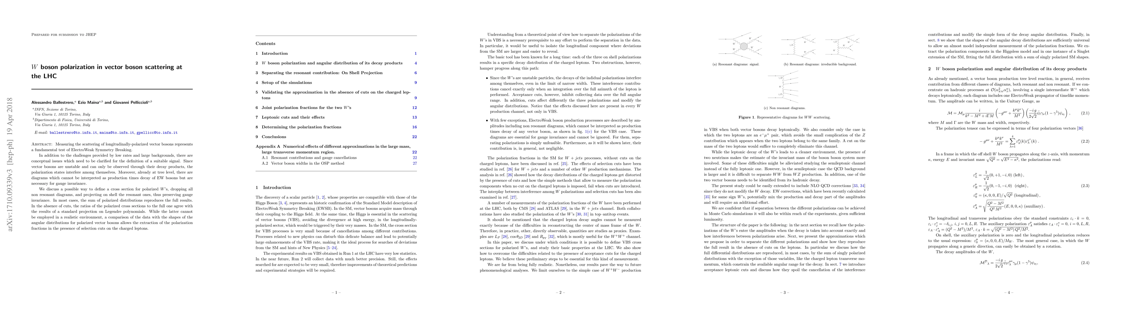 Thumbnail for $W$ boson polarization in vector boson scattering at the LHC
