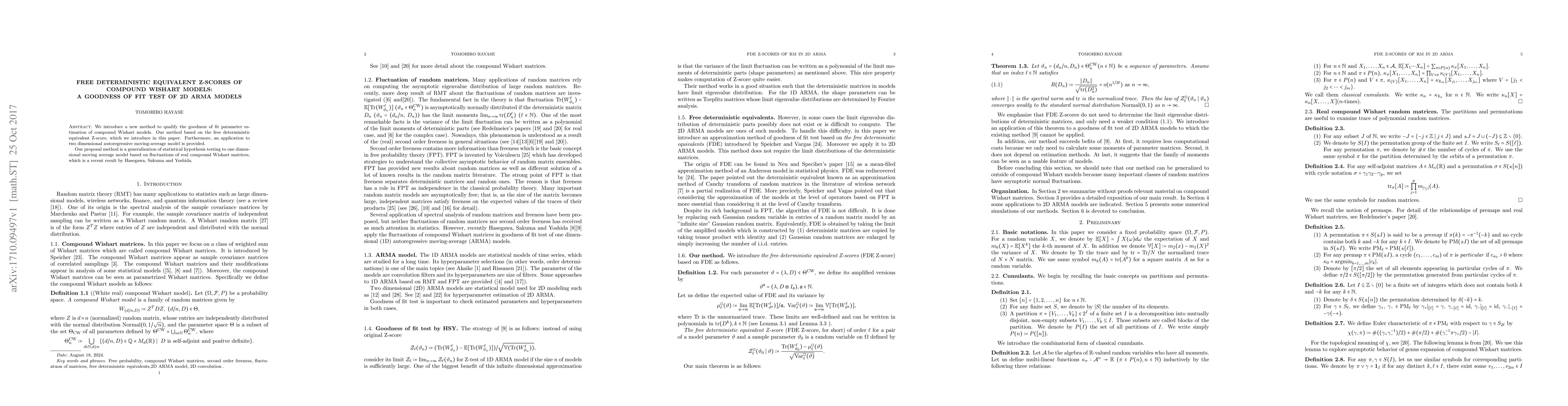 Thumbnail for Free deterministic equivalent Z-scores of compound Wishart models: A
  goodness of fit test of 2DARMA models