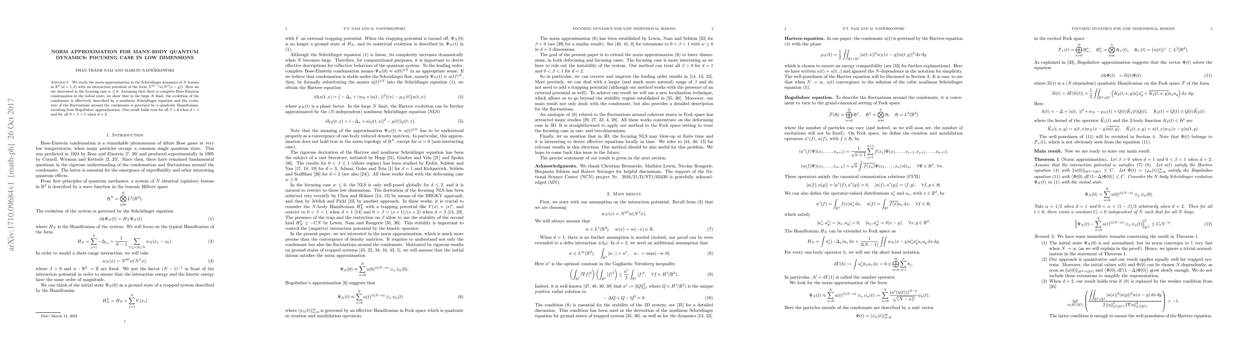 Thumbnail for Norm approximation for many-body quantum dynamics: focusing case in low
  dimensions