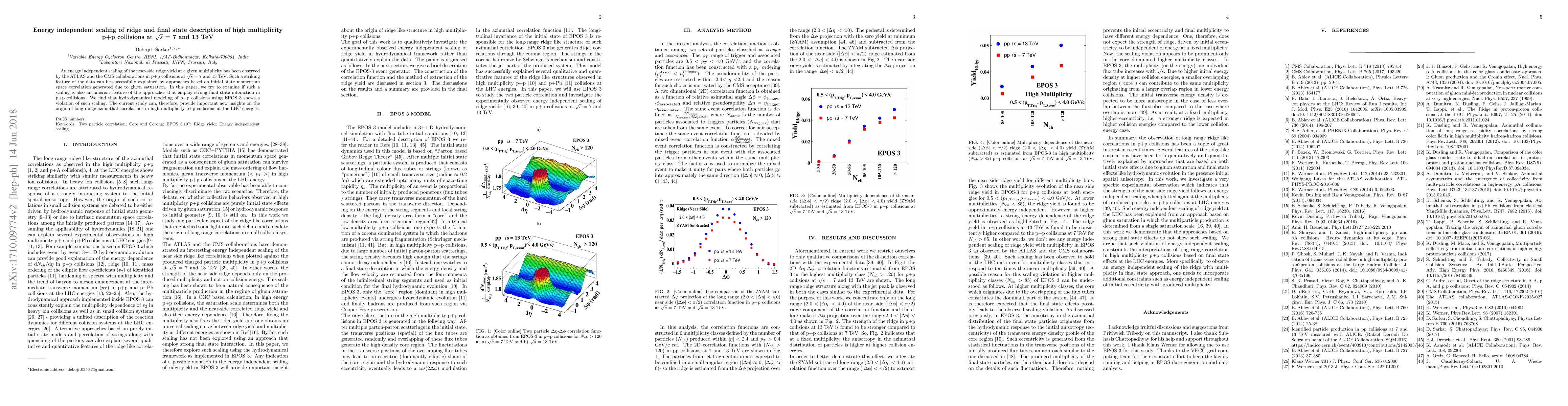Thumbnail for Energy independent scaling of ridge and final state description of high
  multiplicity p+p collisions at $\sqrt{s}$ = 7 and 13 TeV
