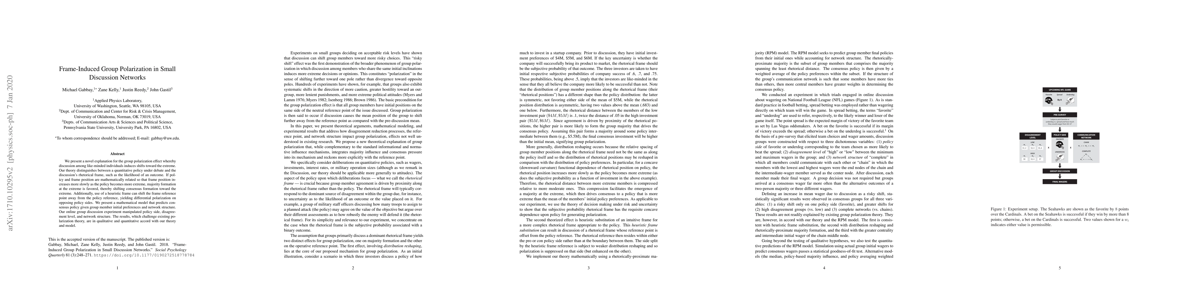 Thumbnail for Frame-Induced Group Polarization in Small Discussion Networks