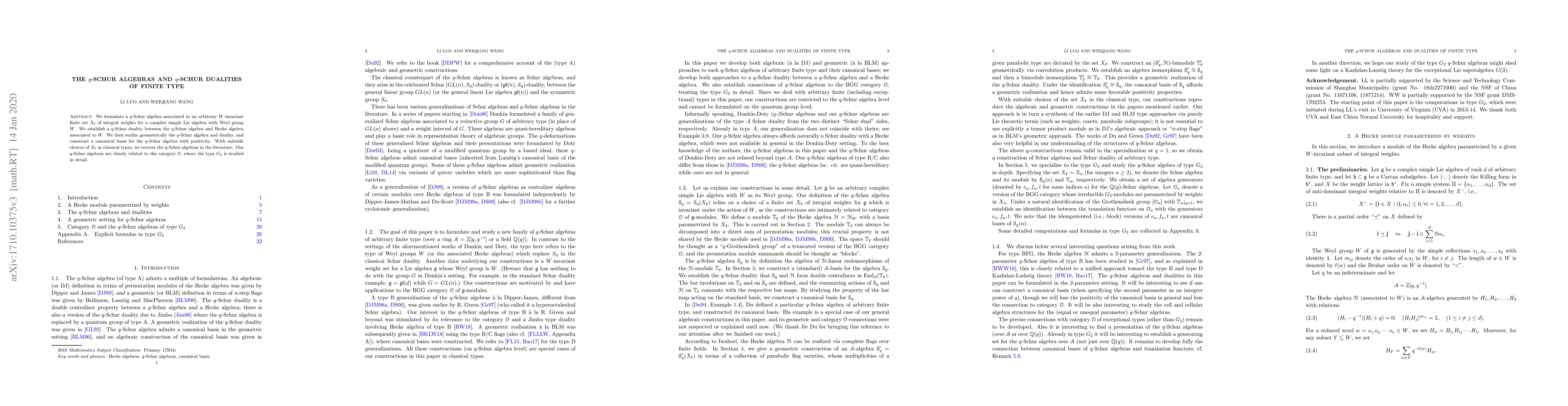 Thumbnail for The $q$-Schur algebras and $q$-Schur dualities of finite type
