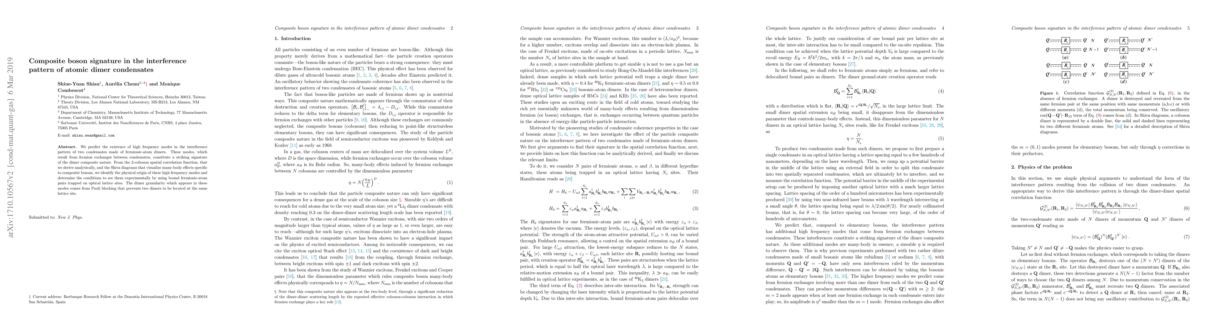 Thumbnail for Composite boson signature in the interference pattern of atomic dimer
  condensates