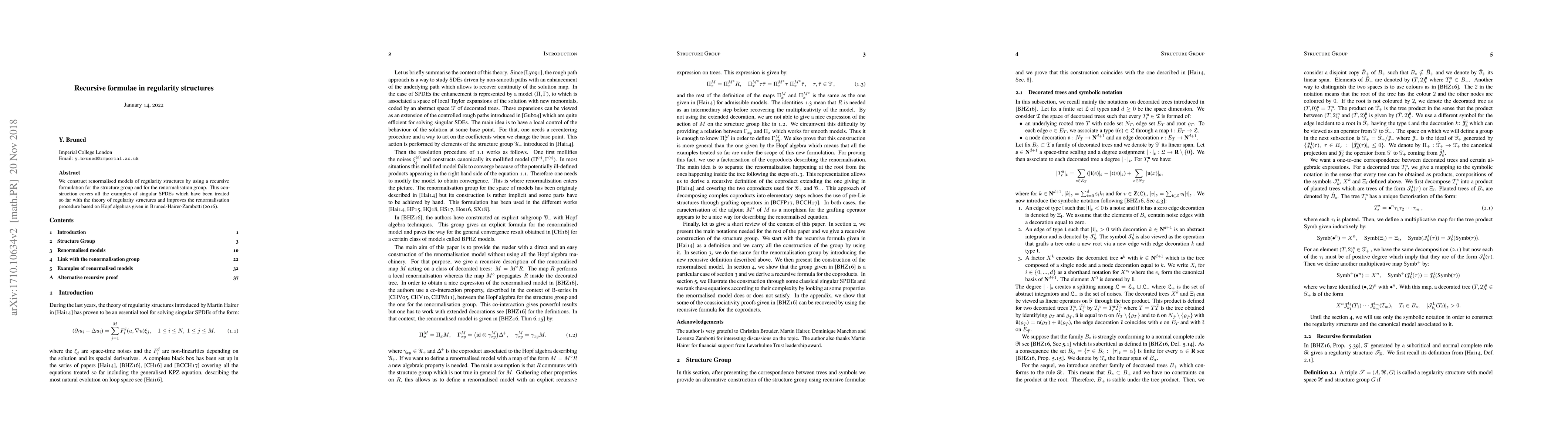 Thumbnail for Recursive formulae in regularity structures