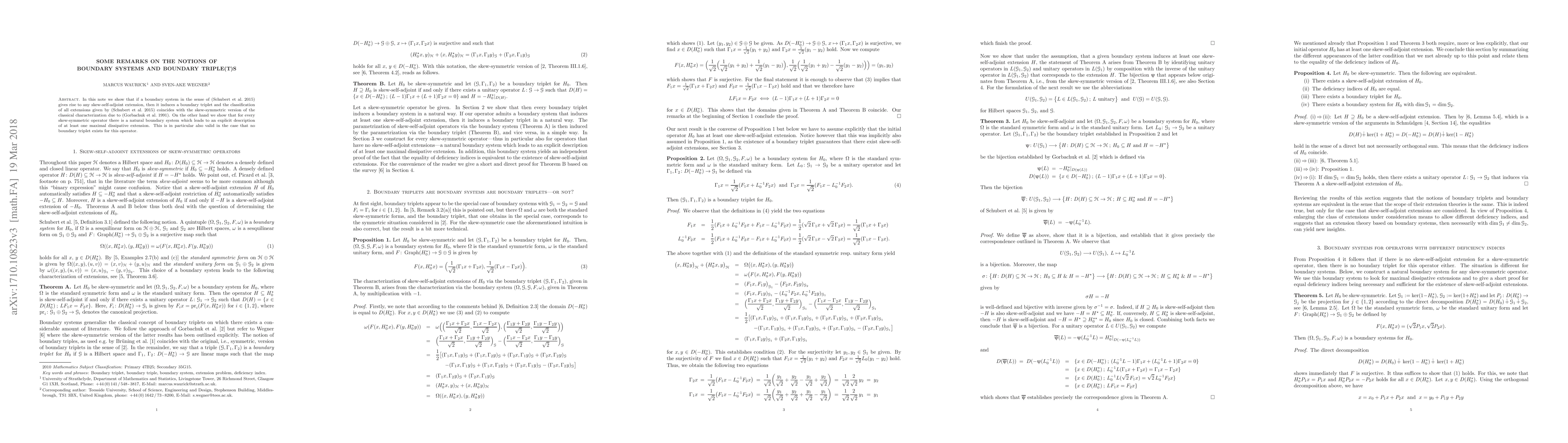 Thumbnail for Some remarks on the notions of boundary systems and boundary triple(t)s