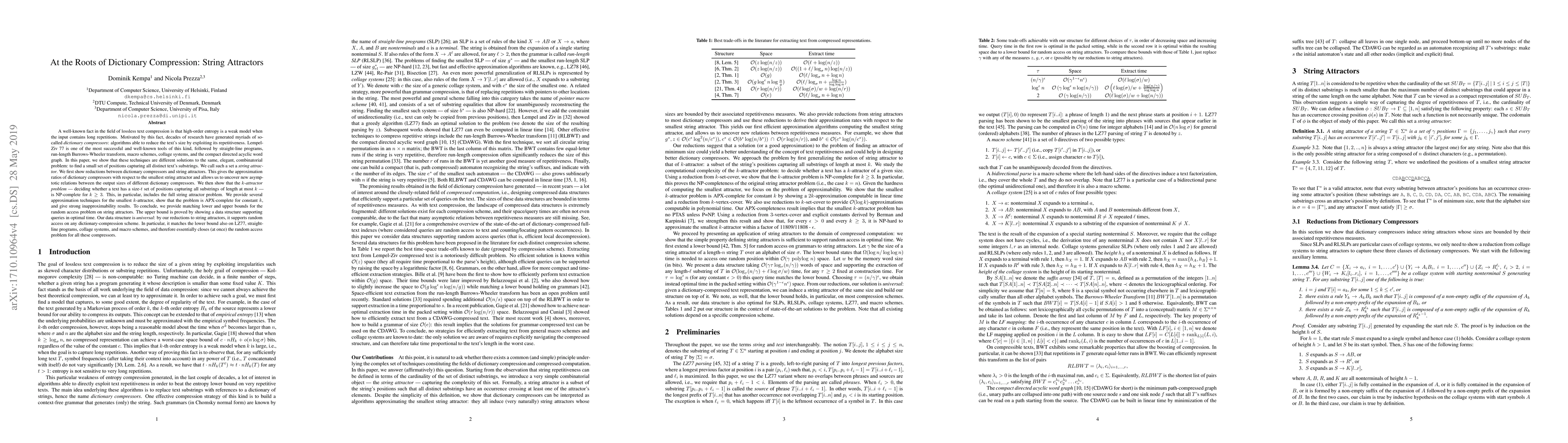 Thumbnail for At the Roots of Dictionary Compression: String Attractors